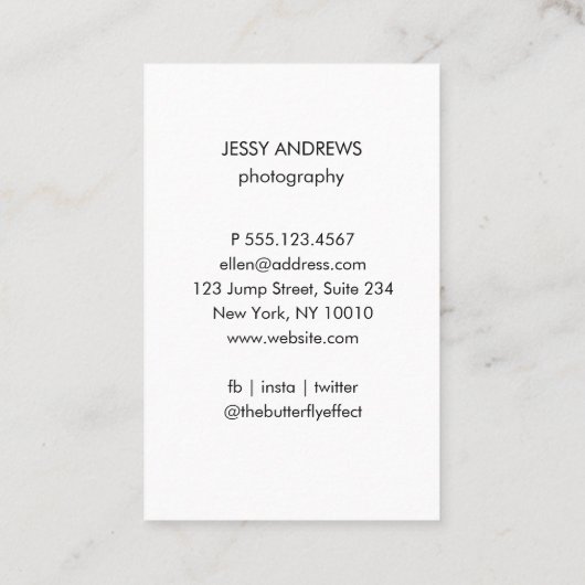 Modern Trendy Foto Visitenkarte 名刺 (裏面)
