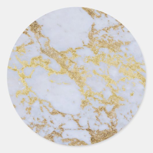 Modern Trendy Gold Glitter Marble ラウンドシール (正面)