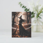 Modern Trendy Halloween Witch in Forest            ポストカード (スタンド正面)