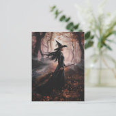 Modern Trendy Halloween Witch in Forest            ポストカード (スタンド正面)