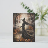Modern Trendy Halloween Witch in Forest            ポストカード (スタンド正面)