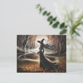 Modern Trendy Halloween Witch in Forest            ポストカード (スタンド正面)