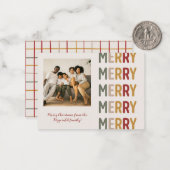 Modern Trendy Merry Christmas One Photo ノートカード (正面/裏面インサイチュ)