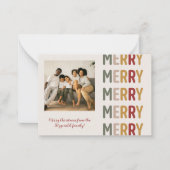 Modern Trendy Merry Christmas One Photo ノートカード (正面)