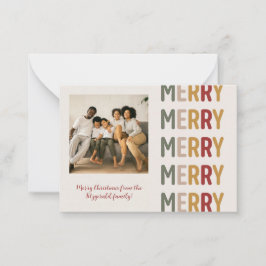 Modern Trendy Merry Christmas One Photo ノートカード