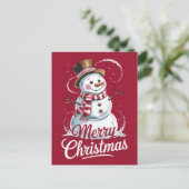 Modern Trendy Merry Christmas Snowman シーズンポストカード (スタンド正面)