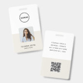 Modern Trendy Minimalist Photo | Neo Mint Green ID バッジ (表裏)