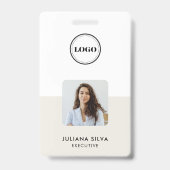 Modern Trendy Minimalist Photo | Neo Mint Green ID バッジ (表面)