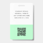 Modern Trendy Minimalist Photo | Neo Mint Green ID バッジ (Back)