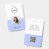 Modern Trendy Minimalist Photo | Purple ID Card バッジ (表裏)