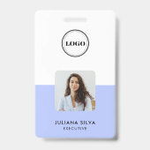 Modern Trendy Minimalist Photo | Purple ID Card バッジ (表面)