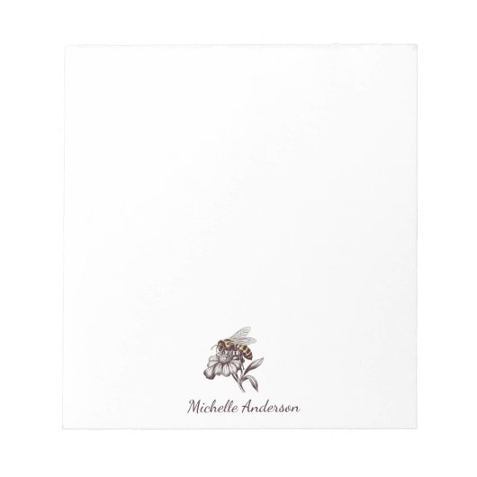 Modern Trendy Personalized Honey Bee Vintage       ノートパッド (正面)