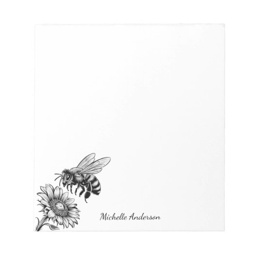 Modern Trendy Personalized Honey Bee Vintage       ノートパッド (正面)