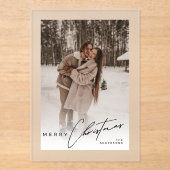 Modern Trendy Photo Elegant Script Christmas Card アクリル招待状 (正面)
