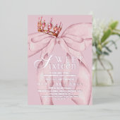 Modern & Trendy Pink Sweet 16 Bow Birthday 箔招待状 (立ち正面)
