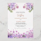 Modern Trendy Purple Lavender  Wedding 箔招待状 (正面)