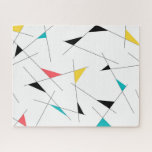 Modern, trendy, simple, fun geometric graphic ジグソーパズル<br><div class="desc">Abstract, urban background pattern made with triangles and lines. Modern, trendy, simple, cheerful, fun and playful vector art in yellow, blue, red and black colors.</div>