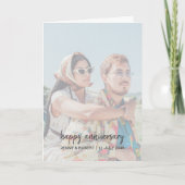 Modern Trendy Stylish Script Photo Anniversary カード (正面)