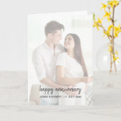 Modern Trendy Stylish Script Photo Anniversary カード (黄色い花)