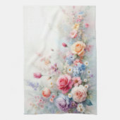 Modern Trendy Stylish Watercolor Flowers キッチンタオル (縦)