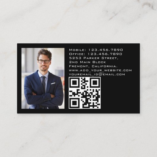 Modern & Trendy Taxi Cab Driver photo qr code 名刺 (裏面)