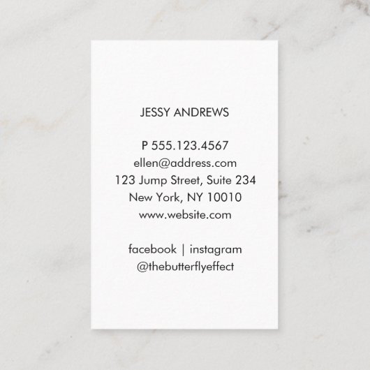 Modern Trendy Watercolor Foto Visitenkarte 名刺 (裏面)