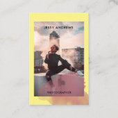 Modern Trendy Watercolor Foto Visitenkarte 名刺 (正面)