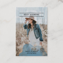 Modern Trendy Watercolor Foto Visitenkarte 名刺