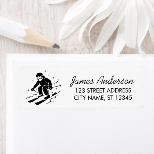 Modern Trendy Winter Ski Skiing  Return Address    ラベル (インサイチュ)