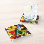 Modern Triangle Colorful Geometric  ガラスコースター (アングル)