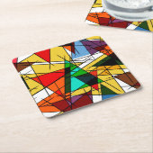 Modern Triangle Colorful Geometric  スクエアペーパーコースター (アングル)