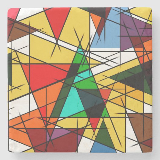 Modern Triangle Colorful Geometric  ストーンコースター (正面)