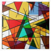 Modern Triangle Colorful Geometric  タイル (正面)