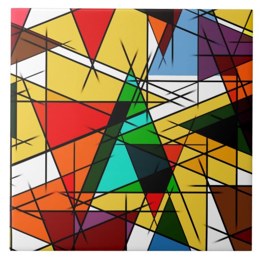 Modern Triangle Colorful Geometric  タイル (正面)