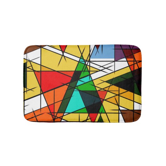 Modern Triangle Colorful Geometric  バスマット (正面)