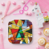 Modern Triangle Colorful Geometric ペーパープレート (パーティー)