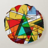 Modern Triangle Colorful Geometric  ラウンドクッション (裏面)