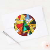 Modern Triangle Colorful Geometric  ラウンドシール (封筒)