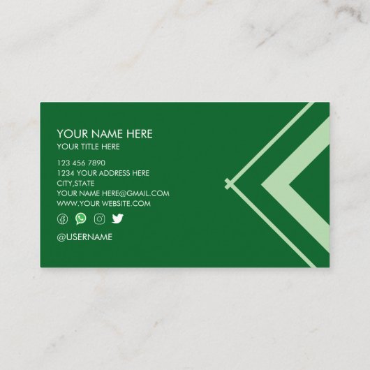 Modern Triangle Design Dark Green Business Card 名刺 (裏面)