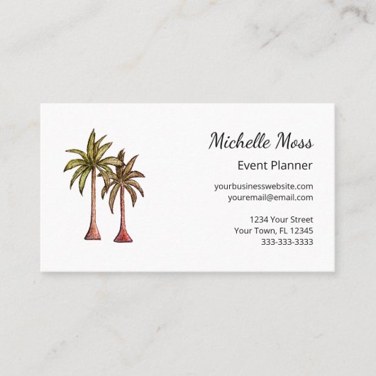 Modern Tropical Boho Palm Trees Event Planner  名刺 (正面)