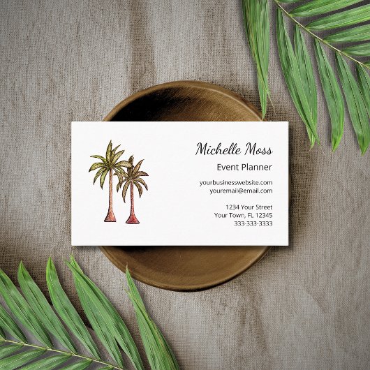 Modern Tropical Boho Palm Trees Event Planner 名刺