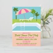 Modern Tropical Bridal Shower Pool Party Summer 招待状 (スタンド正面)