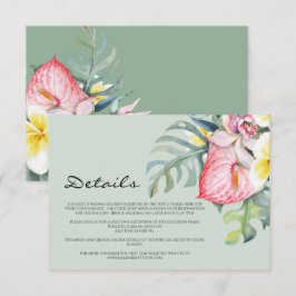 Modern Tropical Floral Hawaii Wedding エンクロージャーカード