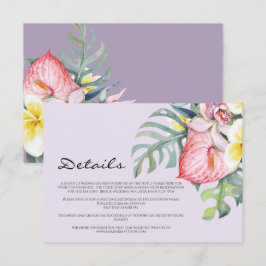 Modern Tropical Floral Hawaii Wedding エンクロージャーカード