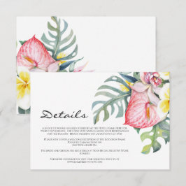 Modern Tropical Floral Hawaii Wedding エンクロージャーカード