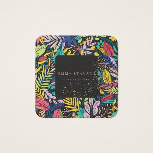 Modern Tropical Floral Square Business Card  (正面)