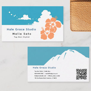 Modern Tropical Hibiscus Floral Hair Salon  名刺