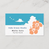 Modern Tropical Hibiscus Floral Hair Salon 名刺 (正面)