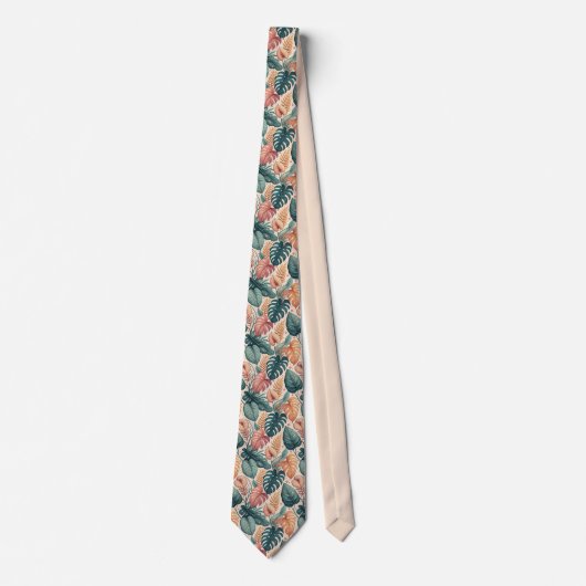 Modern Tropical Leaves Pattern Neck Tie ネクタイ (正面)