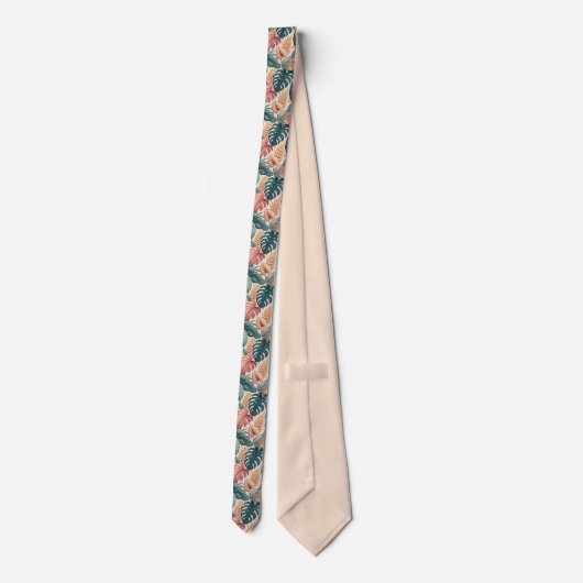 Modern Tropical Leaves Pattern Neck Tie ネクタイ (裏面)